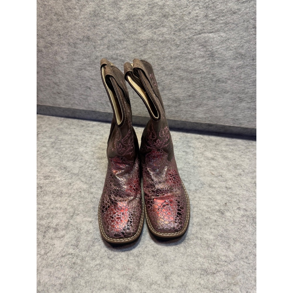 Shyanne Western Boots Pink Brown Sparkle Leather Rodeo BVB9154 Womens Size 2